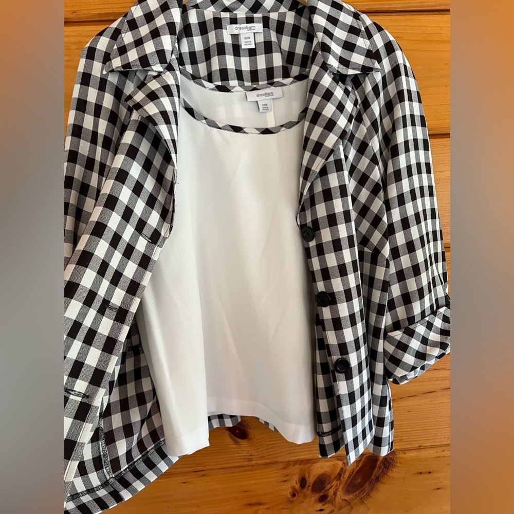 Dressbarn Light weight 2-pc Set Jacket & Tank Top Black White was lens 22W - Picture 5 of 8